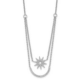 Pure Fire Sterling Silver Rhodium-Rhodium-Plated Two Strand CZ Star 16in 1.5in ext